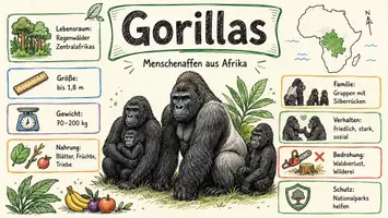 Vorschau - Arbeitsblätter - Arbeitsblätter zum Thema "Gorillas" + Lösung & MP3 + Mindmap + Infografik - Seite 1