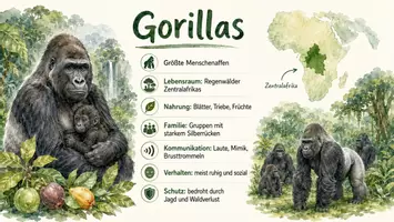 Vorschau - Arbeitsblätter - Arbeitsblatt zum Thema "Gorillas" + Onlineübung & MP3 + Infografik - Seite 2