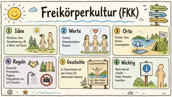 Vorschau - Arbeitsblätter - AB mit Fragen zum Thema "Freikörperkultur" + Lösungsblatt + Mindmap + Infografik - Seite 1