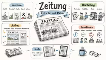 Vorschau - Arbeitsblätter - AB mit Fragen zum Thema "Zeitung" + Lösungsblatt + Infografiken - Seite 1