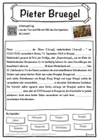 Vorschau - Unterrichtsreihen - Pieter Bruegel Lückentext mit Wortspeicher Hörverstehen und Suchsel - Seite 1