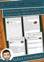 Vorschau - Unterrichtsreihen - Weimarer Klassik (Literatur) Lückentext mit Wortspeicher Hörverstehen und Suchsel - Deckblatt