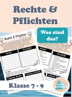 Vorschau - Arbeitsblätter - Rechte und Pflichten / Definition - Deckblatt