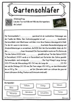 Vorschau - Unterrichtsreihen - Gartenschläfer Lückentext mit Wortspeicher Hörverstehen und Suchsel - Seite 1