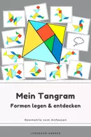 Vorschau - Mal- und Bastelvorlagen - Tangram zum Ausschneiden + Vorlagen | Ebene Figuren | Geometrie - Deckblatt