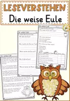 Vorschau - Arbeitsblätter - FREEBIE: Die weise Eule Lesen und Verstehen | Leseverstehen Klasse 2-4 - Deckblatt