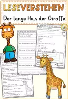 Vorschau - Arbeitsblätter - FREEBIE: Der lange Hals der Giraffe Leseverstehen Grundschule | Lesetexte Klasse 2–4 - Deckblatt