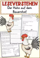 Vorschau - Arbeitsblätter - FREEBIE: Der Hahn auf dem Bauernhof Leseverstehen Grundschule | Lesetexte Klasse 2–4 - Deckblatt