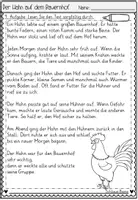 Vorschau - Arbeitsblätter - FREEBIE: Der Hahn auf dem Bauernhof Leseverstehen Grundschule | Lesetexte Klasse 2–4 - Seite 3