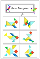 Vorschau - Mal- und Bastelvorlagen - Tangram zum Ausschneiden + Vorlagen | Ebene Figuren | Geometrie - Seite 3