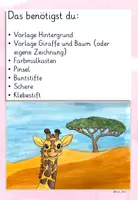 Vorschau - Mal- und Bastelvorlagen - Sommer Kunst Giraffe – Savanne, Afrika & Tiere gestalten mit Wasserfarben und Collage (Klasse 1, 2, 3, 4, 5, 6) - Seite 2