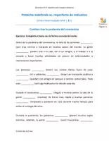 Vorschau - Arbeitsblätter - INDEFINIDO vs IMPERFECTO Lesetext: Cambios tras la pandemia - Deckblatt