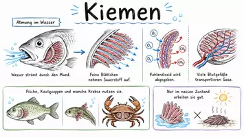 Vorschau - Arbeitsblätter - AB mit Fragen zum Thema "Kiemen" + Lösungsblatt + Infografik - Seite 1