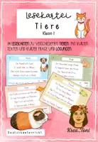 Vorschau - Fördermaterial/Inklusion - Lesekartei Tiere Klasse 1 – 14 Lesekarten mit Ja-Nein-Fragen & Lösungen für Leseanfänger - Deckblatt