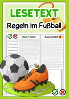 Vorschau - Arbeitsblätter - Lesetext mit Fragen - Regeln im Fußball - Deckblatt