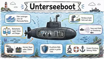 Vorschau - Arbeitsblätter - Arbeitsblätter zum Thema "Unterseeboot" + Lösung & MP3 + Infografik - Seite 1