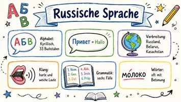 Vorschau - Arbeitsblätter - AB mit Fragen zum Thema "Russische Sprache" + Lösungsblatt + Infografik - Seite 1