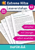 Vorschau - Arbeitsblätter - Hitze Lesetext mit Aufgaben B2 DaF DaZ - Deckblatt