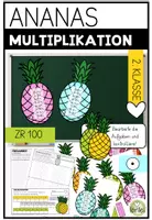 Vorschau - Arbeitsblätter - Multiplikation im kleinen Einmaleins – Sommerliche Ananaskartei | 2. Klasse - Deckblatt