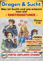 Vorschau - Unterrichtsreihen - Drogen und Sucht im Jugendalter – Materialpaket Unterrichtsreihe zur Prävention mit Arbeitsblättern & Präsentationen (Klasse 7–10) - Seite 1
