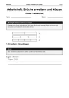 Vorschau - Arbeitsblätter - Arbeitsheft Brüche erweitern und kürzen - Deckblatt