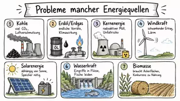 Vorschau - Arbeitsblätter - Arbeitsblätter zum Thema "Welche Probleme gibt es manchen Energie-Quellen?" + Lösung & MP3 + Infografik - Seite 1