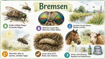 Vorschau - Arbeitsblätter - AB mit Fragen zum Thema "Bremsen (Insekten)" + Lösungsblatt + Infografik - Seite 1