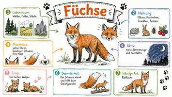 Vorschau - Arbeitsblätter - Arbeitsblatt zum Thema "Füchse" + Onlineübung & MP3 + Infografik - Seite 1