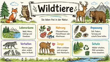 Vorschau - Arbeitsblätter - Arbeitsblätter zum Thema "Wildtiere" + Lösung & MP3 + Infografik - Seite 1