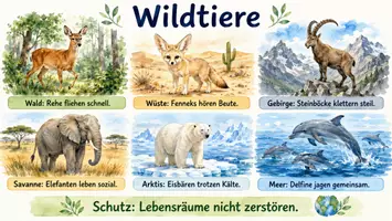 Vorschau - Arbeitsblätter - Arbeitsblätter zum Thema "Wildtiere" + Lösung & MP3 + Infografik - Seite 3