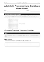 Vorschau - Arbeitsblätter - Arbeitsheft Prozentrechnung Grundlagen - Deckblatt