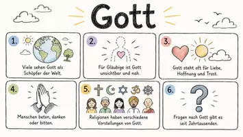 Vorschau - Arbeitsblätter - Arbeitsblätter zum Thema "Gott" + Lösung & MP3 + Infografik - Seite 1