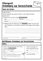 Vorschau - Anderer Materialtyp - Elternbrief (Anmeldung zur Sprechstunde) - Deckblatt