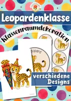 Vorschau - Mal- und Bastelvorlagen - Leopardenklasse - Wand- und Türdeko | Klassenraumdekoration (Klassentier) - Deckblatt