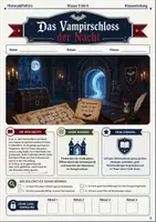 Vorschau - Spiele - Das Vampirschloss der Nacht Escape Room Klasse 5 bis 6 Schuljahresende - Deckblatt