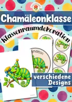Vorschau - Mal- und Bastelvorlagen - Chamäleonklasse - Wand- und Türdeko | Klassenraumdekoration (Klassentier) - Deckblatt
