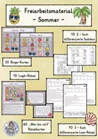 Vorschau - Arbeitsblätter - Freiarbeitsmaterial Sommer - Logik-Rätsel, Bingo, Leserätselkarten #umsonnstag - Deckblatt
