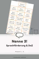 Vorschau - Stationenlernen - Nenne 3! – Essen & Trinken | Sprachförderung & DaZ | 18 Sprechkarten zum Wortschatz | Mündlicher Sprachgebrauch | Grundschule - Deckblatt