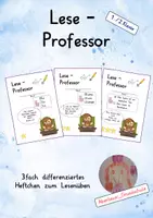 Vorschau - Arbeitsblätter - Lese-Professor, 3 Heftchen zum Lesenüben im Anfangsunterricht - Deckblatt