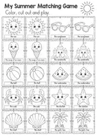 Vorschau - Spiele - Summer Matching Game – Sommer-Such-Merk-Spiel auf Englisch | Vokabeltraining zum Ausmalen - Seite 2