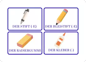 Vorschau - Spiele - Wortschatzkarten: Schulsachen (DaZ / DaF) mit Pluralformen - Seite 2