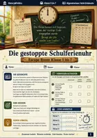 Vorschau - Spiele - Die gestoppte Schulferienuhr Escape Room Klasse 5 bis 7 letzte Schulwoche - Deckblatt