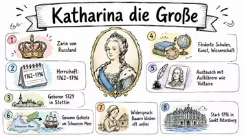 Vorschau - Arbeitsblätter - Arbeitsblätter zum Thema "Katharina die Große" (Lückentext, Hörverstehen) + Lösung & MP3 + Mindmap + Infografik - Seite 1