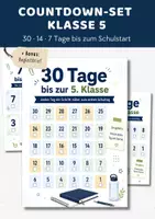 Vorschau - Mal- und Bastelvorlagen - Countdown Klasse 5 | 30 14 7 Tage bis zur 5. Klasse | Vorbereitung Schulstart weiterführende Schule - Deckblatt