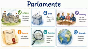 Vorschau - Arbeitsblätter - Arbeitsblatt "Parlament" + Onlineübung & MP3 + Infografik - Seite 2