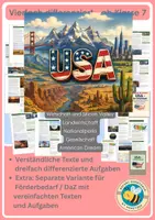 Vorschau - Arbeitsblätter - USA / Vereinigte Staaten von Amerika - vierfach differenziert inkl. unabhängiger Variante für Förderbedarf / DaZ - Deckblatt