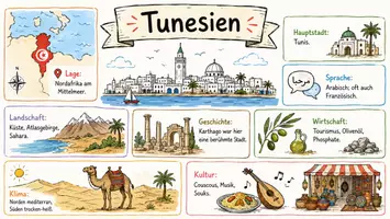Vorschau - Arbeitsblätter - Arbeitsblätter zum Thema "Tunesien" (Lückentext, Hörverstehen) + Lösung & MP3 + Mindmap + Infografik - Seite 1