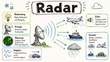 Vorschau - Arbeitsblätter - AB mit Fragen zum Thema "Radar" + Lösungsblatt + Infografik - Seite 1