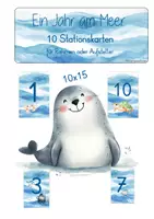 Vorschau - Lehrpläne/Lehrermaterial - Jahresthema: Ein Jahr am Meer 10 Stationenschilder - Deckblatt