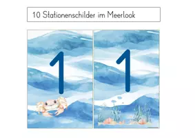 Vorschau - Lehrpläne/Lehrermaterial - Jahresthema: Ein Jahr am Meer 10 Stationenschilder - Seite 1